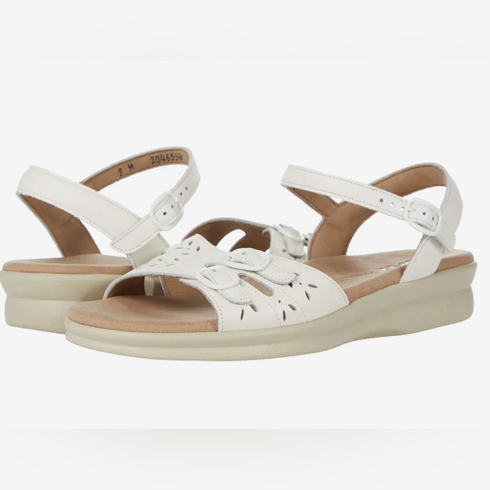 NEW SAS 8 Duo Sandal Halo Comfort Buckle White Women’s Adjustable Made In USA